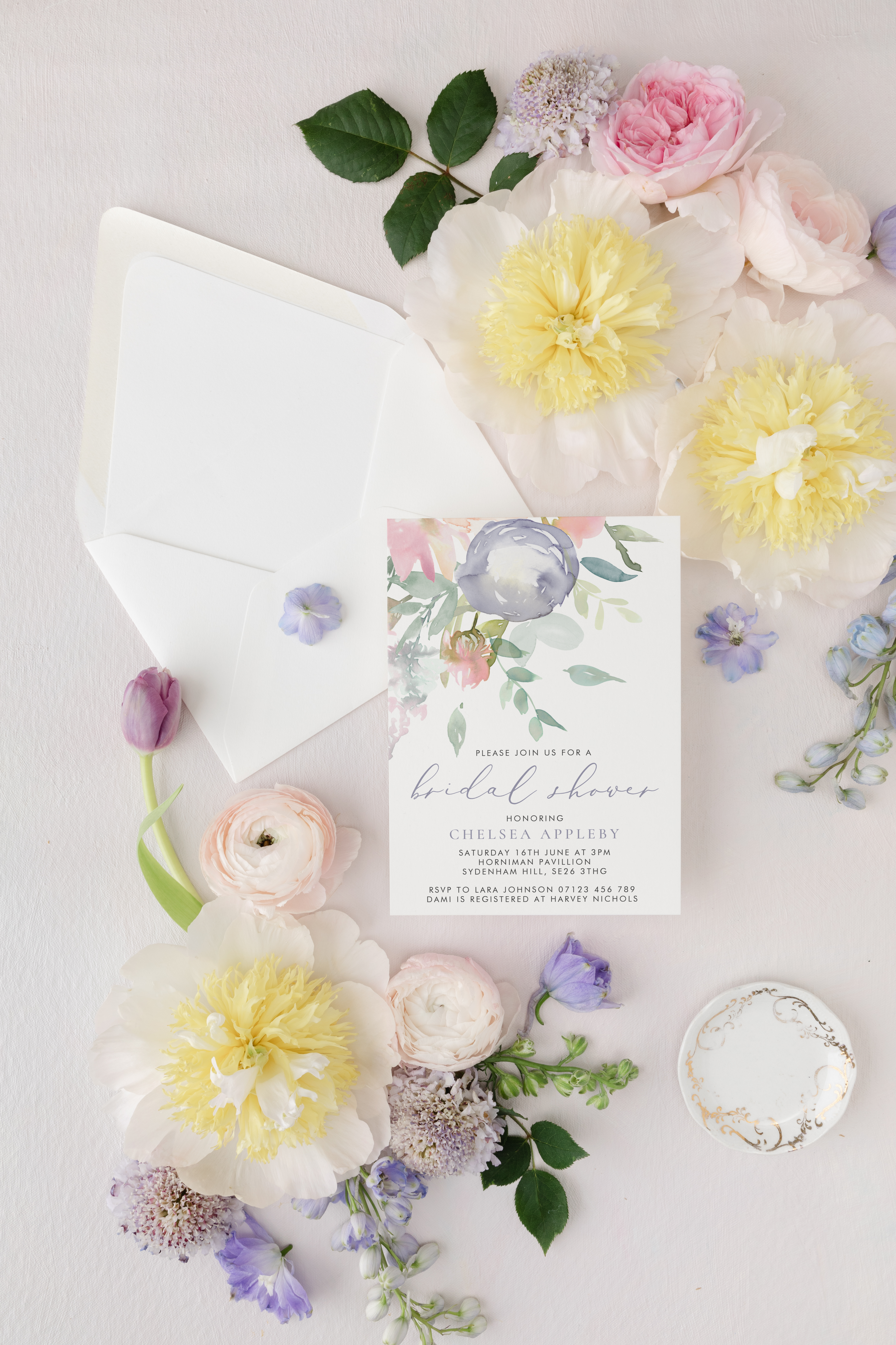 Elegant Mauve Floral Bridal Shower Invitation
